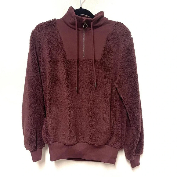 NWT Sweaty Betty Sherpa Half Zip Sweatshirt - Faux Sherling Plush Textured - Picture 3 of 7